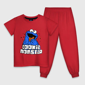 Детская пижама хлопок с принтом Cookie monster ест печеньку в Петрозаводске, 100% хлопок |  брюки и футболка прямого кроя, без карманов, на брюках мягкая резинка на поясе и по низу штанин
 | cookie monster | куки монстр | улица сезам