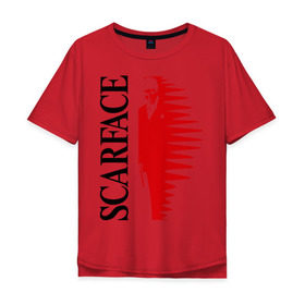Мужская футболка хлопок Oversize с принтом Аль Пачино - Scarface (black) в Петрозаводске, 100% хлопок | свободный крой, круглый ворот, “спинка” длиннее передней части | scarface | аль | лицо со шрамом | пачино