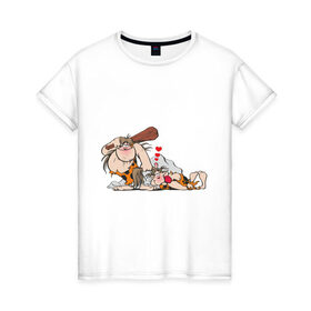 Женская футболка хлопок с принтом Дикарь (2) в Петрозаводске, 100% хлопок | прямой крой, круглый вырез горловины, длина до линии бедер, слегка спущенное плечо | дикарь