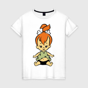 Женская футболка хлопок с принтом Галька Флинстоун в Петрозаводске, 100% хлопок | прямой крой, круглый вырез горловины, длина до линии бедер, слегка спущенное плечо | flinstones | флинстоун | флинстоуны