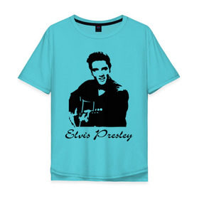 Мужская футболка хлопок Oversize с принтом Elvis Presley (2) в Петрозаводске, 100% хлопок | свободный крой, круглый ворот, “спинка” длиннее передней части | Тематика изображения на принте: гитара