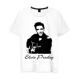 Мужская футболка хлопок с принтом Elvis Presley (2) в Петрозаводске, 100% хлопок | прямой крой, круглый вырез горловины, длина до линии бедер, слегка спущенное плечо. | гитара