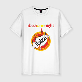Мужская футболка премиум с принтом Ibiza one night в Петрозаводске, 92% хлопок, 8% лайкра | приталенный силуэт, круглый вырез ворота, длина до линии бедра, короткий рукав | ibiza | one night | ибица | фестиваль | электронная музыка