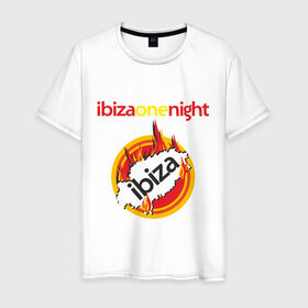 Мужская футболка хлопок с принтом Ibiza one night в Петрозаводске, 100% хлопок | прямой крой, круглый вырез горловины, длина до линии бедер, слегка спущенное плечо. | ibiza | one night | ибица | фестиваль | электронная музыка