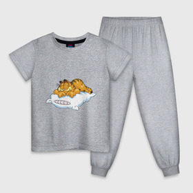 Детская пижама хлопок с принтом Гарфилд в Петрозаводске, 100% хлопок |  брюки и футболка прямого кроя, без карманов, на брюках мягкая резинка на поясе и по низу штанин
 | Тематика изображения на принте: garfield | гарфилд