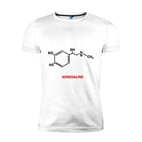 Мужская футболка премиум с принтом Адреналин в Петрозаводске, 92% хлопок, 8% лайкра | приталенный силуэт, круглый вырез ворота, длина до линии бедра, короткий рукав | adrenaline | адреналин | формула | химическая формула | химия