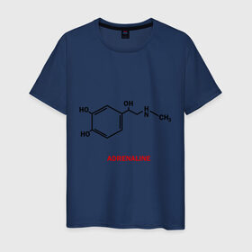 Мужская футболка хлопок с принтом Адреналин в Петрозаводске, 100% хлопок | прямой крой, круглый вырез горловины, длина до линии бедер, слегка спущенное плечо. | adrenaline | адреналин | формула | химическая формула | химия