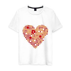 Мужская футболка хлопок с принтом Сердце из квадратиков в Петрозаводске, 100% хлопок | прямой крой, круглый вырез горловины, длина до линии бедер, слегка спущенное плечо. | квадрат | квадратики | сердечко | сердце