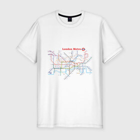 Мужская футболка премиум с принтом London metro в Петрозаводске, 92% хлопок, 8% лайкра | приталенный силуэт, круглый вырез ворота, длина до линии бедра, короткий рукав | london | london metro | metro | карта метро | карта метро лондона | лондон метро | лондонский метрополитен | лондонское метро | метро | метро в лондоне | метро лондона | метрополитен лондона