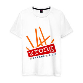 Мужская футболка хлопок с принтом Depeche Mode - Wrong в Петрозаводске, 100% хлопок | прямой крой, круглый вырез горловины, длина до линии бедер, слегка спущенное плечо. | depeche mode | wrong | депеш мод | рок