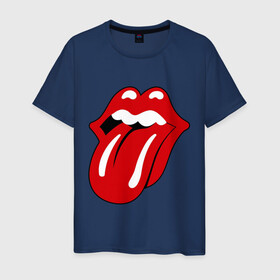 Мужская футболка хлопок с принтом Rolling Stones язык в Петрозаводске, 100% хлопок | прямой крой, круглый вырез горловины, длина до линии бедер, слегка спущенное плечо. | rolling stones