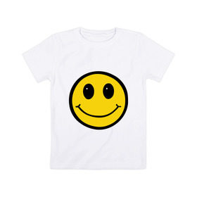 Детская футболка хлопок с принтом Смайл - улыбка в Петрозаводске, 100% хлопок | круглый вырез горловины, полуприлегающий силуэт, длина до линии бедер | smile | рожица | смайл | смайлик | улыбка | улыбочка