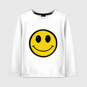 Детский лонгслив хлопок с принтом Смайл - улыбка в Петрозаводске, 100% хлопок | круглый вырез горловины, полуприлегающий силуэт, длина до линии бедер | smile | рожица | смайл | смайлик | улыбка | улыбочка