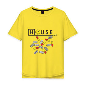 Мужская футболка хлопок Oversize с принтом House m.d. (2) в Петрозаводске, 100% хлопок | свободный крой, круглый ворот, “спинка” длиннее передней части | everybody lies | haus | house | все лгут | доктор | хауз | хаус | хью лори