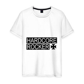 Мужская футболка хлопок с принтом Hardcore Rocker в Петрозаводске, 100% хлопок | прямой крой, круглый вырез горловины, длина до линии бедер, слегка спущенное плечо. | 
