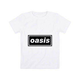 Детская футболка хлопок с принтом Oasis логотип в Петрозаводске, 100% хлопок | круглый вырез горловины, полуприлегающий силуэт, длина до линии бедер | metal | oasis | лого | лого oasis | метал | символика oasis | эмблема  oasis