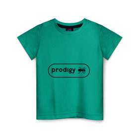Детская футболка хлопок с принтом Prodigy лого с муравьем в Петрозаводске, 100% хлопок | круглый вырез горловины, полуприлегающий силуэт, длина до линии бедер | Тематика изображения на принте: prodigy | логотип | продиджи | электронная музыка