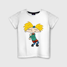 Детская футболка хлопок с принтом Эй, Арнольд! в Петрозаводске, 100% хлопок | круглый вырез горловины, полуприлегающий силуэт, длина до линии бедер | арнольд | мультик | мультфильм | эй