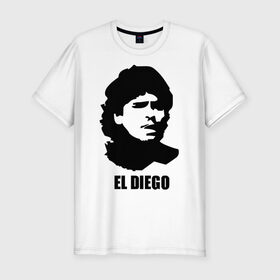 Мужская футболка премиум с принтом Диего Марадона в Петрозаводске, 92% хлопок, 8% лайкра | приталенный силуэт, круглый вырез ворота, длина до линии бедра, короткий рукав | аргентина | аргентинец | диего марадона | евро 2012 | марадона | футбол
