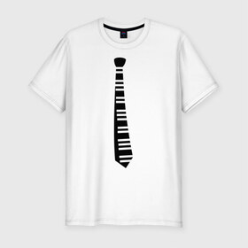 Мужская футболка премиум с принтом Галстук (2) в Петрозаводске, 92% хлопок, 8% лайкра | приталенный силуэт, круглый вырез ворота, длина до линии бедра, короткий рукав | галступ | клавиши | пианино | прикольные