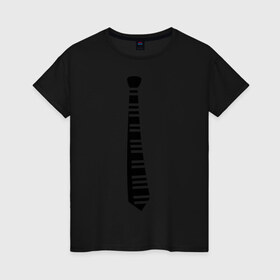 Женская футболка хлопок с принтом Галстук (2) в Петрозаводске, 100% хлопок | прямой крой, круглый вырез горловины, длина до линии бедер, слегка спущенное плечо | галступ | клавиши | пианино | прикольные