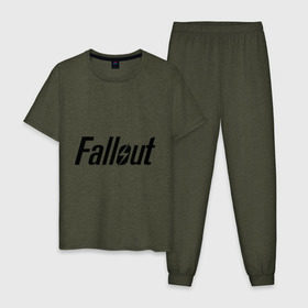 Мужская пижама хлопок с принтом Fallout в Петрозаводске, 100% хлопок | брюки и футболка прямого кроя, без карманов, на брюках мягкая резинка на поясе и по низу штанин
 | fallout | логотип | постапокалиптические | радиация | фаллаут | фоллаут