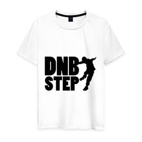 Мужская футболка хлопок с принтом DNB Step танцор в Петрозаводске, 100% хлопок | прямой крой, круглый вырез горловины, длина до линии бедер, слегка спущенное плечо. | dnb | step | бас | драм | силуэт | танцор