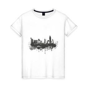Женская футболка хлопок с принтом Grunge city (3) в Петрозаводске, 100% хлопок | прямой крой, круглый вырез горловины, длина до линии бедер, слегка спущенное плечо | 