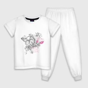 Детская пижама хлопок с принтом Бабочка и цветы в Петрозаводске, 100% хлопок |  брюки и футболка прямого кроя, без карманов, на брюках мягкая резинка на поясе и по низу штанин
 | бабочка