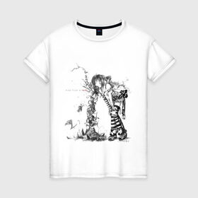 Женская футболка хлопок с принтом Аниме девушка (3) в Петрозаводске, 100% хлопок | прямой крой, круглый вырез горловины, длина до линии бедер, слегка спущенное плечо | 