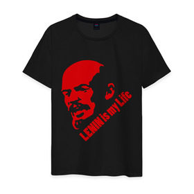 Мужская футболка хлопок с принтом Ленин -моя жизнь в Петрозаводске, 100% хлопок | прямой крой, круглый вырез горловины, длина до линии бедер, слегка спущенное плечо. | вождь | коммунизм | ленин | революция | советский | социализм | союз | ссср | ульянов