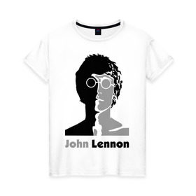Женская футболка хлопок с принтом John Lennon в Петрозаводске, 100% хлопок | прямой крой, круглый вырез горловины, длина до линии бедер, слегка спущенное плечо | beatles | john lennon | lennon | битлз | битлс | битлы | леннон