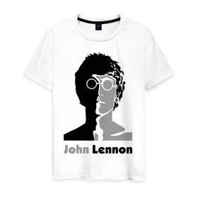 Мужская футболка хлопок с принтом John Lennon в Петрозаводске, 100% хлопок | прямой крой, круглый вырез горловины, длина до линии бедер, слегка спущенное плечо. | beatles | john lennon | lennon | битлз | битлс | битлы | леннон