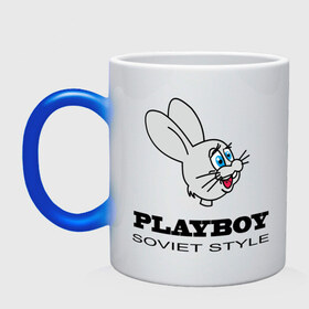 Кружка хамелеон с принтом Playboy soviet style в Петрозаводске, керамика | меняет цвет при нагревании, емкость 330 мл | Тематика изображения на принте: playboy | зайчик | зайчонок | заяц | плейбой | плэйбой