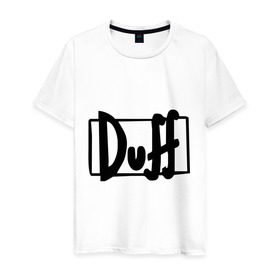 Мужская футболка хлопок с принтом Duff в Петрозаводске, 100% хлопок | прямой крой, круглый вырез горловины, длина до линии бедер, слегка спущенное плечо. | Тематика изображения на принте: simpsons | симпсоны | симсоны