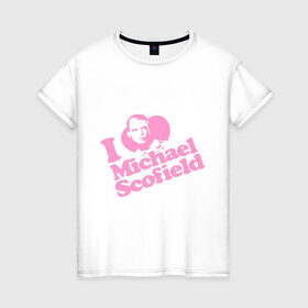 Женская футболка хлопок с принтом Scofield в Петрозаводске, 100% хлопок | прямой крой, круглый вырез горловины, длина до линии бедер, слегка спущенное плечо | scofield