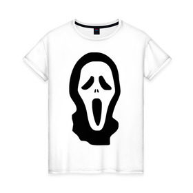 Женская футболка хлопок с принтом Крик в Петрозаводске, 100% хлопок | прямой крой, круглый вырез горловины, длина до линии бедер, слегка спущенное плечо | scream | крик | маска