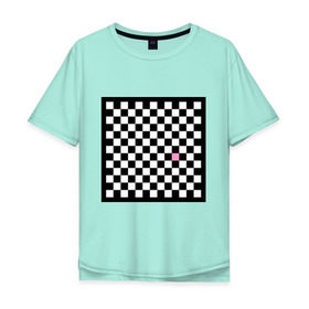 Мужская футболка хлопок Oversize с принтом Шахматная эмо-доска в Петрозаводске, 100% хлопок | свободный крой, круглый ворот, “спинка” длиннее передней части | emo | розовый квадрат | субкультуры | шахматная доска | шахматы | эмо | эмо шахматы