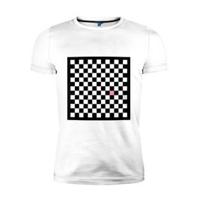 Мужская футболка премиум с принтом Шахматная эмо-доска в Петрозаводске, 92% хлопок, 8% лайкра | приталенный силуэт, круглый вырез ворота, длина до линии бедра, короткий рукав | emo | розовый квадрат | субкультуры | шахматная доска | шахматы | эмо | эмо шахматы