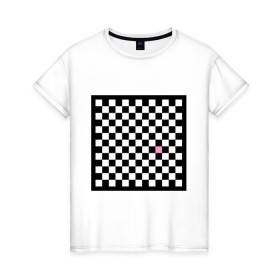 Женская футболка хлопок с принтом Шахматная эмо-доска в Петрозаводске, 100% хлопок | прямой крой, круглый вырез горловины, длина до линии бедер, слегка спущенное плечо | emo | розовый квадрат | субкультуры | шахматная доска | шахматы | эмо | эмо шахматы