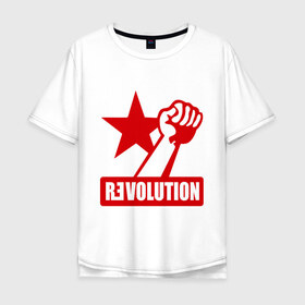 Мужская футболка хлопок Oversize с принтом Revolution (2) в Петрозаводске, 100% хлопок | свободный крой, круглый ворот, “спинка” длиннее передней части | revolution | звезда | красная звезда | кулак | революция | рука