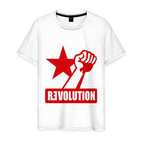 Мужская футболка хлопок с принтом Revolution (2) в Петрозаводске, 100% хлопок | прямой крой, круглый вырез горловины, длина до линии бедер, слегка спущенное плечо. | revolution | звезда | красная звезда | кулак | революция | рука