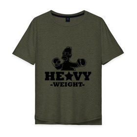 Мужская футболка хлопок Oversize с принтом Heavy weight в Петрозаводске, 100% хлопок | свободный крой, круглый ворот, “спинка” длиннее передней части | Тематика изображения на принте: гомер
