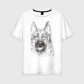 Женская футболка хлопок Oversize с принтом Собака Овчарка в Петрозаводске, 100% хлопок | свободный крой, круглый ворот, спущенный рукав, длина до линии бедер
 | dog | животные | овчарка | пес | песик | собака