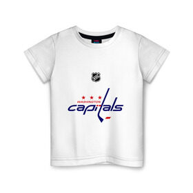 Детская футболка хлопок с принтом Washington Capitals Ovechkin 8 в Петрозаводске, 100% хлопок | круглый вырез горловины, полуприлегающий силуэт, длина до линии бедер | washington capitals | александр овечкин | вашингтон кэпиталс | лига | нхл | овечкин | хоккей