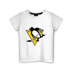 Детская футболка хлопок с принтом Pittsburgh Penguins Malkin 71 в Петрозаводске, 100% хлопок | круглый вырез горловины, полуприлегающий силуэт, длина до линии бедер | malkin | nhl | pittsburgh penguins | малкин | нхл | питсбург | хоккейный клуб