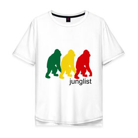 Мужская футболка хлопок Oversize с принтом Junglist - обезьяны в Петрозаводске, 100% хлопок | свободный крой, круглый ворот, “спинка” длиннее передней части | Тематика изображения на принте: junglist | джанглисты | обезьяны