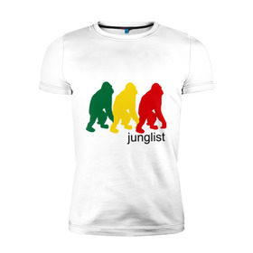 Мужская футболка премиум с принтом Junglist - обезьяны в Петрозаводске, 92% хлопок, 8% лайкра | приталенный силуэт, круглый вырез ворота, длина до линии бедра, короткий рукав | junglist | джанглисты | обезьяны