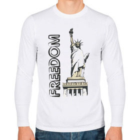 Мужской лонгслив хлопок с принтом Freedom в Петрозаводске, 100% хлопок |  | freedom | usa | америка | йорк | нью | нью йорк | свобода | статуя свободы | сша