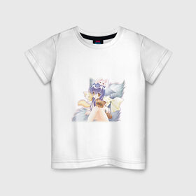 Детская футболка хлопок с принтом Девочка с игрушками в Петрозаводске, 100% хлопок | круглый вырез горловины, полуприлегающий силуэт, длина до линии бедер | Тематика изображения на принте: anime | аниме | анимэ
